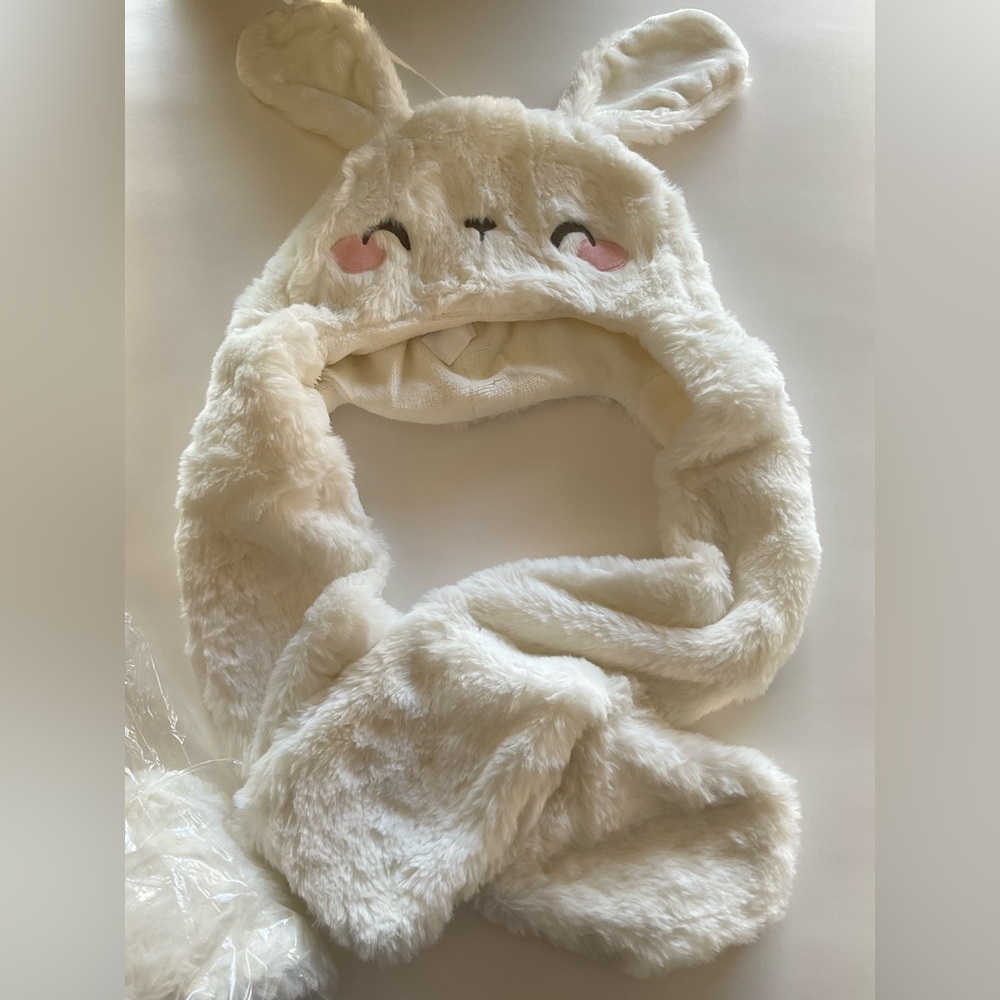 Claire's White Bunny Hooded Scarf